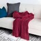 Edge Collections - 50" x 50" - Red - Cozy Knitted Throw Blanket for Stylish Warmth - 1 Piece